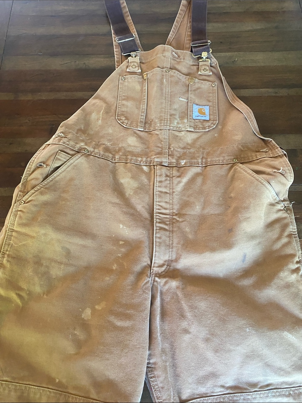 Carhartt  Bib Overalls 42x30 R02 BRN Quilt Lined Duck Brown